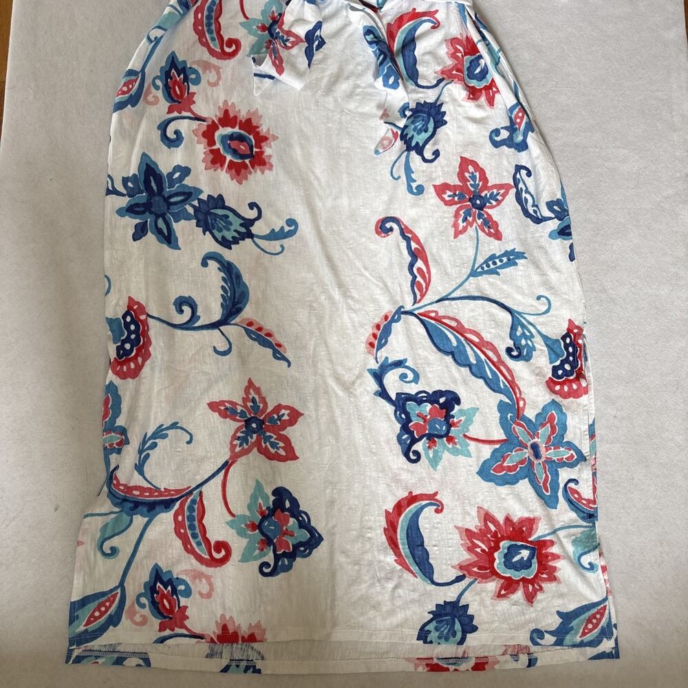Chico’s Women’s Maxi Dress Paisley 3-4 Sleeve Tie Waist Cotton Beach Sz M / 12 - Picture 4 of 16